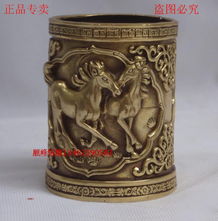 順峰銅雕精品 純銅圓筆筒擺件，融合鐵雕工藝的商務禮品與辦公室裝飾